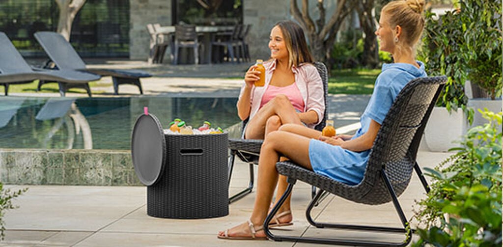 Rio Patio Rattan Look Outdoor Seating Set of 3 Graphite - Keter US