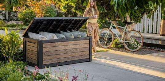 165 Gallon Storage Box Signature Deck Box Walnut Brown - Keter US