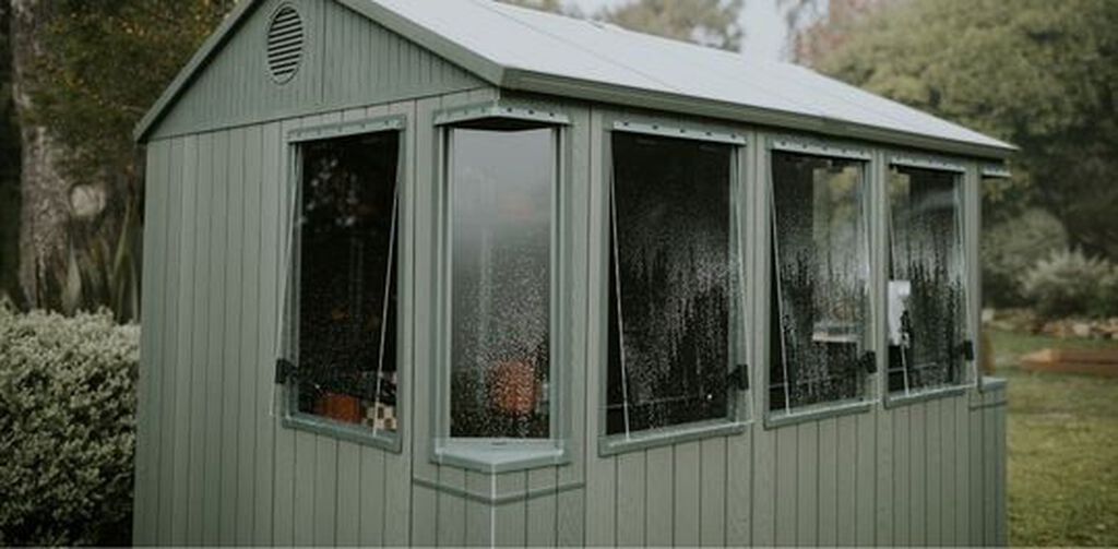 Darwin Greenhouse Potting & Plant Shed Kit Green - 6x8 Shed - Keter US