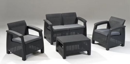 Corfu Outdoor Seating Conversation Set​ Graphite - Keter US
