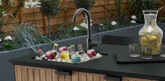Outdoor Kitchen with Sink Venetian Brown - Keter US