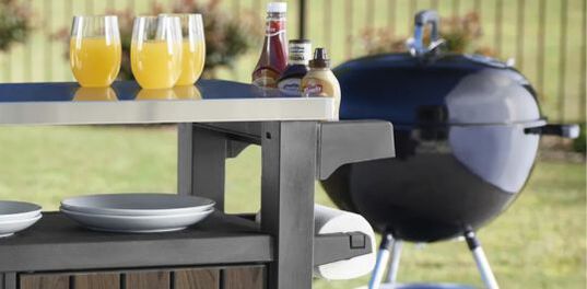 Unity XL Rosewood Outdoor Kitchen Cart With Storage - Keter US
