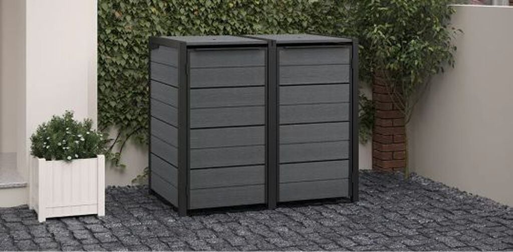 Hide Away 5x3 Storage Trash Can Shed - Graphite - Keter US