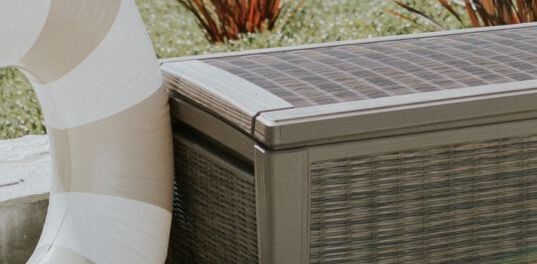 Signature 135 Gallon Large Deck Box - Mist Gray - Keter US