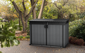 Keter storage shed in a backyard