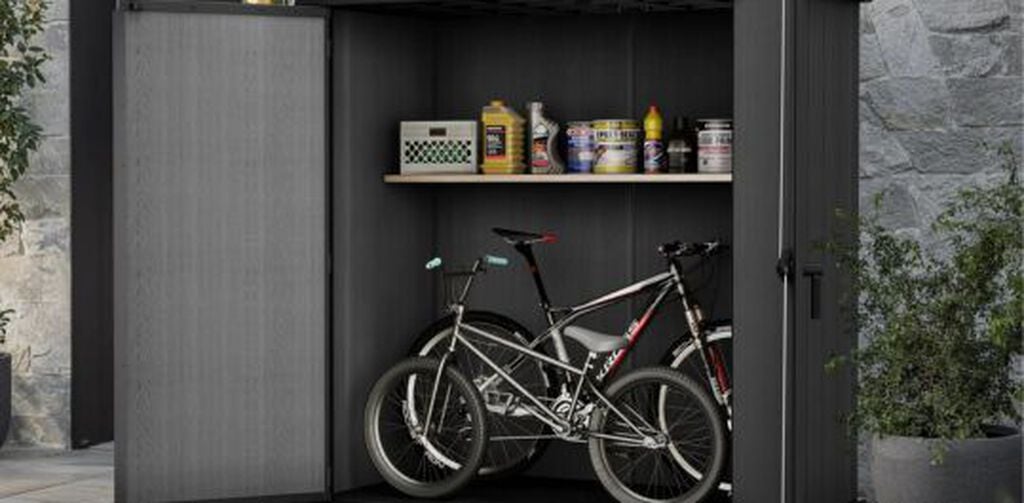Cortina Fortis XL Outdoor Vertical Storage Shed - Graphite - Keter US