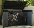 keter cortina small gray shed with bike inside