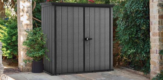 Cortina Fortis XL Outdoor Vertical Storage Shed - Graphite - Keter US