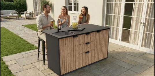 Outdoor Kitchen with Sink Venetian Brown - Keter US