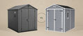 Keter Darwin shed in dark gray vs. Keter Manor shed in light gray