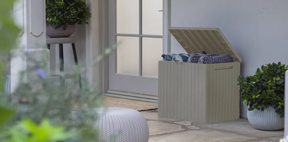 30 Gallon Storage Deck Box City Box Beige - Keter US