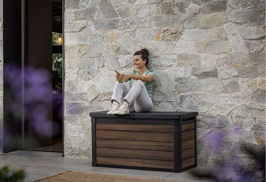 100 Gallon Deck Box Signature Storage Box Rosewood Brown - Keter US
