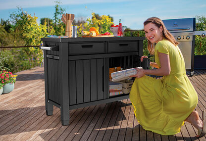 Unity Outdoor Kitchen  BBQ Table and Storage Cabinet - Graphite