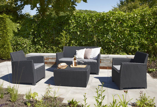 Mia 4 Seater Lounge Set With Storage Table - Graphite