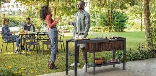 Outdoor Extendable Prep Table - Rosewood Brown - Keter US