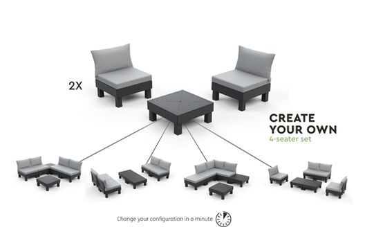 Elements 4 Seater Modular Lounge Set - Graphite