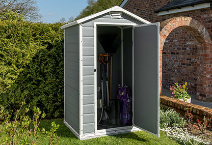 Caseta de exterior Manor 4x3 - 129x103x196 cm y 1,1m2 - Gris 