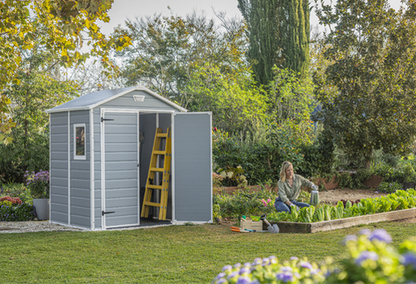 Manor 6x5 Gartenhaus - 185x152x226cm - Dunkelgrau