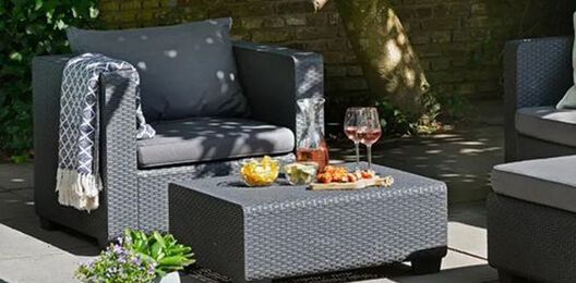 Salta Square Rattan Outdoor End Table - Graphite - Keter US