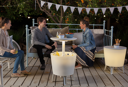 Nevera de jardín Cool Bar iluminada - 49,5x49,5x84,5 cm y 30L - NATURAL