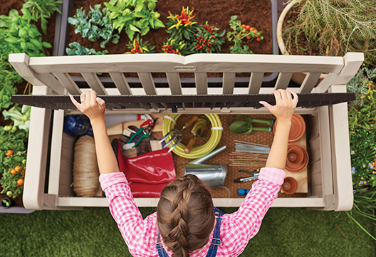 Banco-arcón de exterior Eden Bench 140x60x84 cm y 265L - Marrón