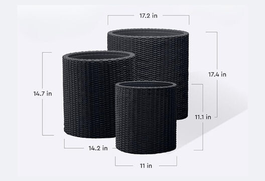 Cylinder Planter Set of 3 - Grey