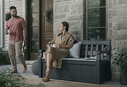 Solana Grey 70 Gallon Outdoor Storage Bench - Keter US