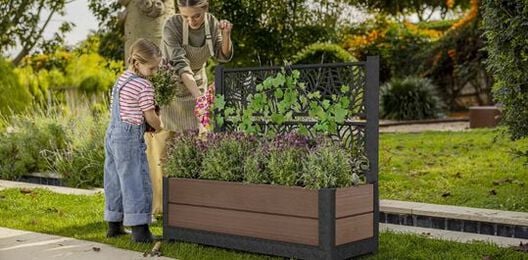 Brown Privacy Planter With Tulip-Shaped Trellis - Keter US