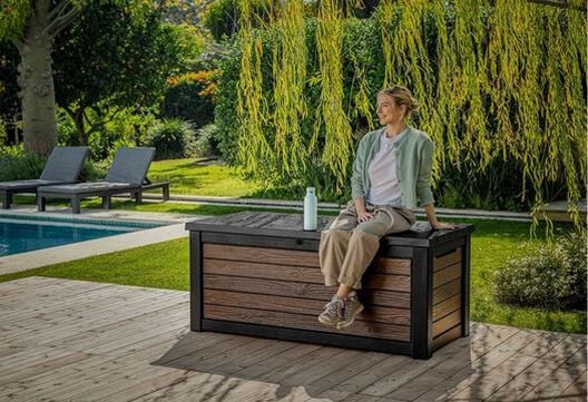 165 Gallon Storage Box Signature Deck Box Walnut Brown - Keter US