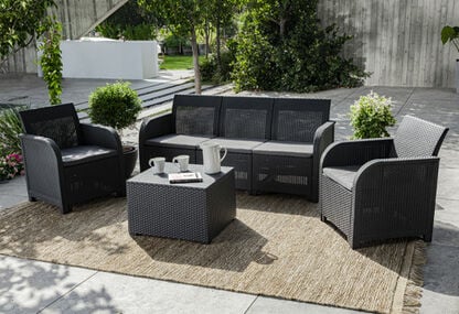 Rosalie 5 seater lounge set with storage table - Graphite