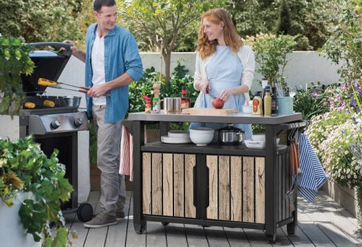 Unity XL Outdoor Kitchen BBQ Table  - Ashwood Brown