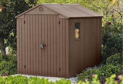 Darwin Brown Medium Storage Shed - 6x8 Shed - Keter US
