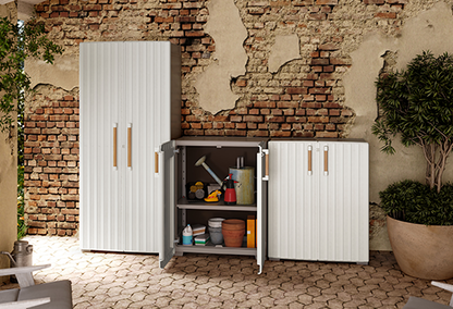 Armario bajo de exterior Groove - 98x45x80cm. - Beige