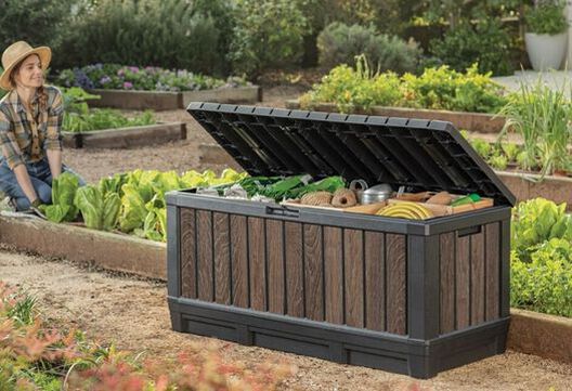 92 Gallon Deck Box Signature Storage Box Walnut Brown - Keter US