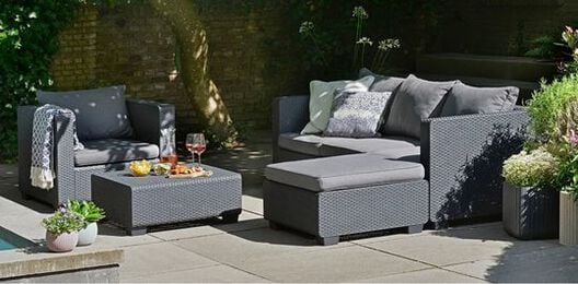 Salta Square Rattan Outdoor End Table - Graphite - Keter US