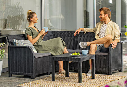 Rosalie corner 5 seater with Orlando small table - Graphite