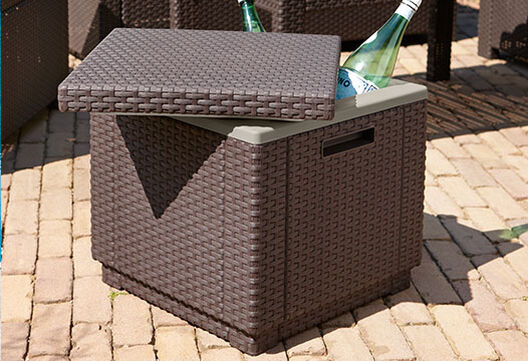 Wicker Brown 10.5 Gallon Ice Cube Cooler Table - Keter