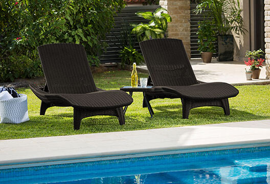 Pacific Chaise Sun Lounger Set with Table-Brown