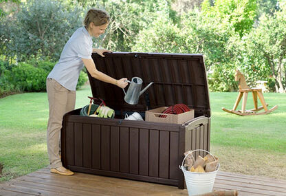 Arcón de exterior Glenwood 128x65x61 cm y 390L - Marrón 