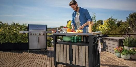 Unity XL Ashwood Outdoor Kitchen Cart With Storage - Keter US