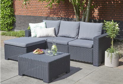 California 3 Seater Chaise Longue Lounge Set - Graphite