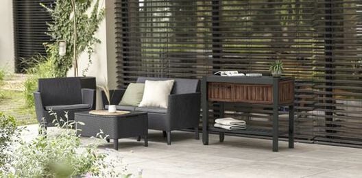 Outdoor Extendable Prep Table - Rosewood Brown - Keter US