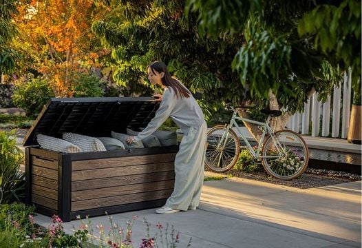 165 Gallon Storage Box Signature Deck Box Walnut Brown - Keter US