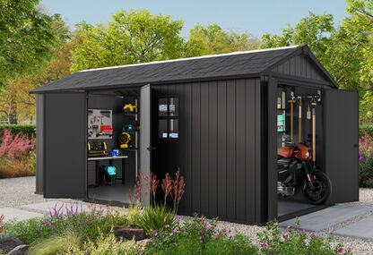 Newton Plus Dual Entry Shed 17x7.5ft - Grey