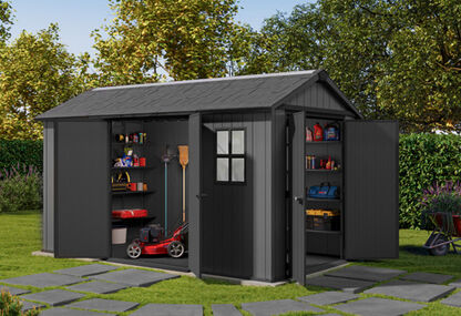 Newton Plus Dual Entry Shed 13x7.5ft - Grey
