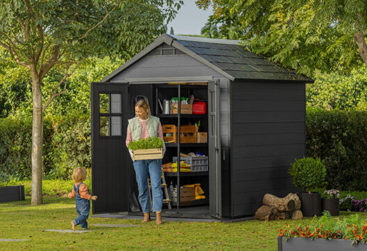 Newton Graphite Large Storage Shed - 7.5x9 Shed - Keter