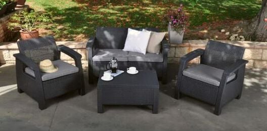 Corfu Outdoor Seating Conversation Set​ Graphite - Keter US