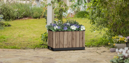 Self Watering Pine Brown Large Rectangular Planter - Keter US