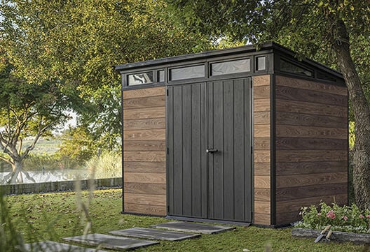 Signature Walnut Brown Storage Shed - 9x7 Shed - Keter US