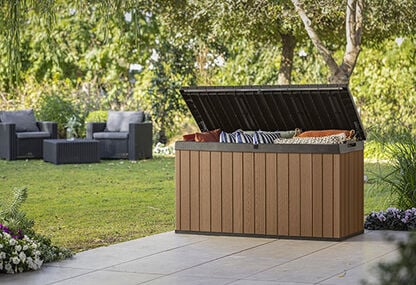 Arcón de exterior Darwin - 142,5x65,3x78,2 y 570L - Marrón